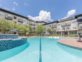Outdoor Swimming Pool at Highline Urban Lofts Apartments in Cypress, TX